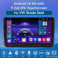 9 Zoll 4+64GB Android 14 Autoradio für VW Passat B6 B7 CC/Polo MK5 6/Golf 5 6 Plus/Tiguan/Touran/Sharan/EOS/Beetle, 8-Kern GPS-Navigation 1280HD IPS Touchscreen kabelloses CarPlay Android Auto 4G LTE Bluetooth 5.0 Wi-Fi DSP FM RDS USB
