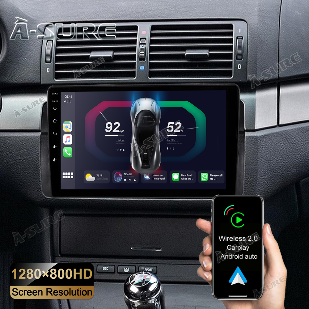 9" 2+32GB Android 12 Autoradio Navi GPS WIFI Carplay für 3er BMW E46 318 320