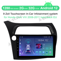 9'' 2+32GB Android 12 Navi Wireless Carplay Für Honda Civic 2006-2011 Fließheck DSP