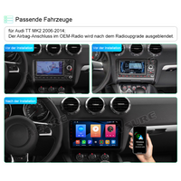 Wireless Carplay Android 12 Navi 2+32GB Autoradio GPS Für Audi TT MK2 2006-2014