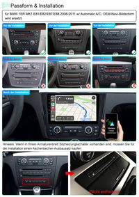 Android 12 Autoradio 2+32GB Navi GPS Carplay Für BMW 1ER MK1 E81 E82 E87 E88 A/C