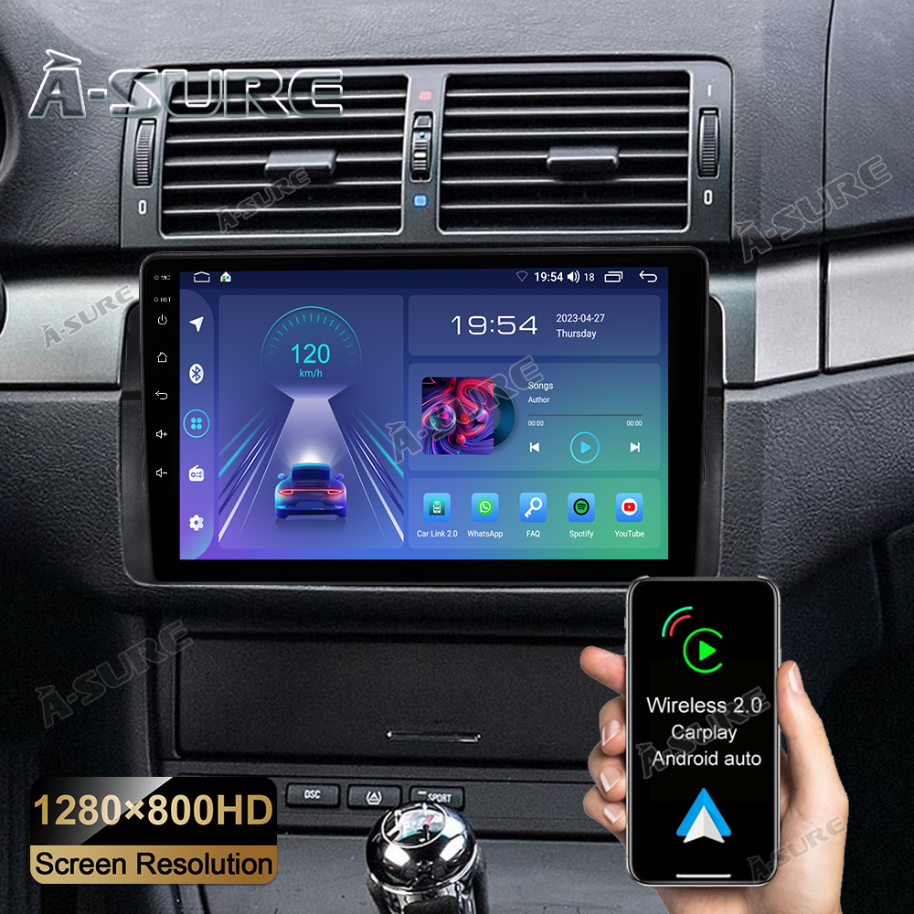 Für BMW E46 3er 318 320 325 GPS Navi 9" Android 12 Autoradio 2+32GB Carplay