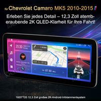 12,3 Zoll 8-Kern 4+64GB Android 14 Autoradio für Chevrolet Camaro MK5 2010-2015, HD 1920x720 IPS Touchscreen kabelloses CarPlay Android Auto GPS-Navigation Bluetooth Wi-Fi DSP FM RDS 4G LTE Rückfahrkamera