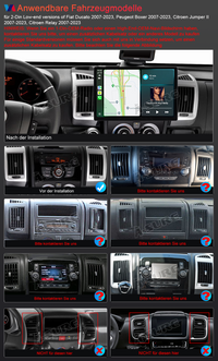 13,1 Zoll 8-Kern 4+64GB Autoradio für 2-Din Fiat Ducato/Peugeot Boxer/Citroen Jumper ll/Citroen Relay, Android 14 2K IPS Touchscreen Rückfahrkamera kabelloses CarPlay Android Auto GPS-Navigation Bluetooth 5.0 Wi-Fi 4G LTE DSP FM RDS USB Lenkradsteuerung