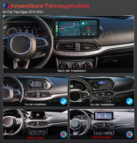 12,3 Zoll 8-Kern 4+64GB Autoradio für Fiat Tipo Egea 2015-2021, Android 14 2K IPS Touchscreen kabelloses CarPlay Android Auto GPS-Navigation Bluetooth Wi-Fi 4G LTE DSP FM RDS USB Rückfahrkamera