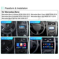 9" 2+32GB Android Autoradio DSP GPS Navi Car Radio with Wireless Carplay Android Auto for Mercedes Benz A/B Viano Vito Sprinter W169 W245 W906 W639 Support DSP Wifi Bluetooth 1280x720P Display USB SWC