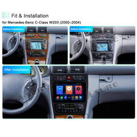 9" 2+32GB Android Autoradio DSP GPS Navi Car Radio with Wireless Carplay Android Auto for Mercedes-Benz C-Class W203 2000 2001 2002 2003 2004, Support DSP Wifi Bluetooth 1280x720P Display USB SWC