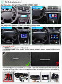 9" 2+32GB Android Autoradio DSP GPS Navi Car Radio with Wireless Carplay Android Auto for Mercedes-Benz E-Class W211 (2003–2009), C219 CLS-Class (2004–2009), Support DSP Wifi Bluetooth 1280x720P Display USB SWC