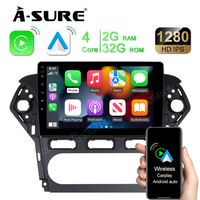 Android Autoradio for Ford Mondeo 2011-2013 10.1 Inch Bluetooth Car Stereo with Wireless Carplay Android Auto Touch Screen Radio GPS Navigator Supports Steering Wheel Control WiFi USB
