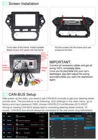 Android Autoradio for Ford Mondeo 2011-2013 10.1 Inch Bluetooth Car Stereo with Wireless Carplay Android Auto Touch Screen Radio GPS Navigator Supports Steering Wheel Control WiFi USB