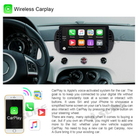 Android Autoradio for Fiat 500 500C 2007-2015 9 Inch Car Stereo with GPS Navigation Wireless Carplay Android Auto Touch Screen Wifi Bluetooth Screen Multimedia Radio SWC 2 + 32GB Black