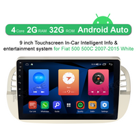 Android Autoradio for Fiat 500 500C 2007-2015 9 Inch Car Stereo with GPS Navigation Wireless Carplay Android Auto Touch Screen Wifi Bluetooth Screen Multimedia Radio SWC 2 + 32GB White