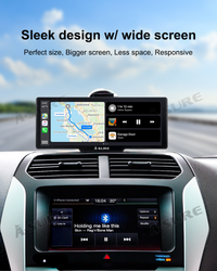 Tragbares Autoradio zur Armaturenbrettmontage mit 4K-Dashcam und 1080P-Rückfahrkamera – Kabelloses Apple CarPlay und Android Auto – 10,26-Zoll-HD-Touchscreen, Bluetooth, GPS, Navi, Sprachsteuerung, universell