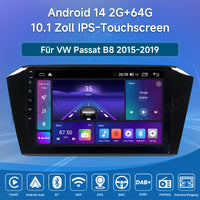 10,1 Zoll 2+64GB Android 14 Autoradio für VW Passat B8 2015-2019, 1280HD IPS Touchscreen kabelloses CarPlay Android Auto GPS-Navigation Bluetooth 5.0 Wi-Fi DSP FM RDS USB Rückfahrkamera