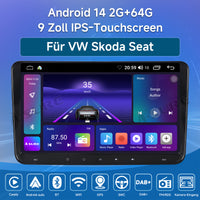 9 Zoll 2+64GB Android 14 Autoradio für VW Passat B6 B7 CC/Polo MK5 6/Golf 5 6 Plus/Tiguan/Touran/Sharan/EOS/Beetle, 1280HD IPS Touchscreen GPS-Navigation kabelloses CarPlay Android Auto Bluetooth 5.0 Wi-Fi DSP FM RDS USB