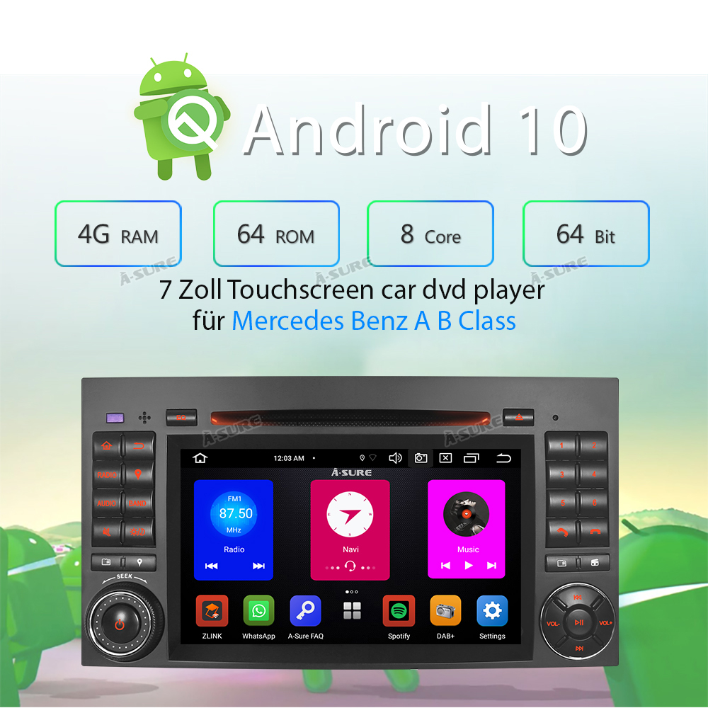Android 10 Carplay&Android Auto DVD GPS 4G RAM 64GB ROM Autoradio Radi