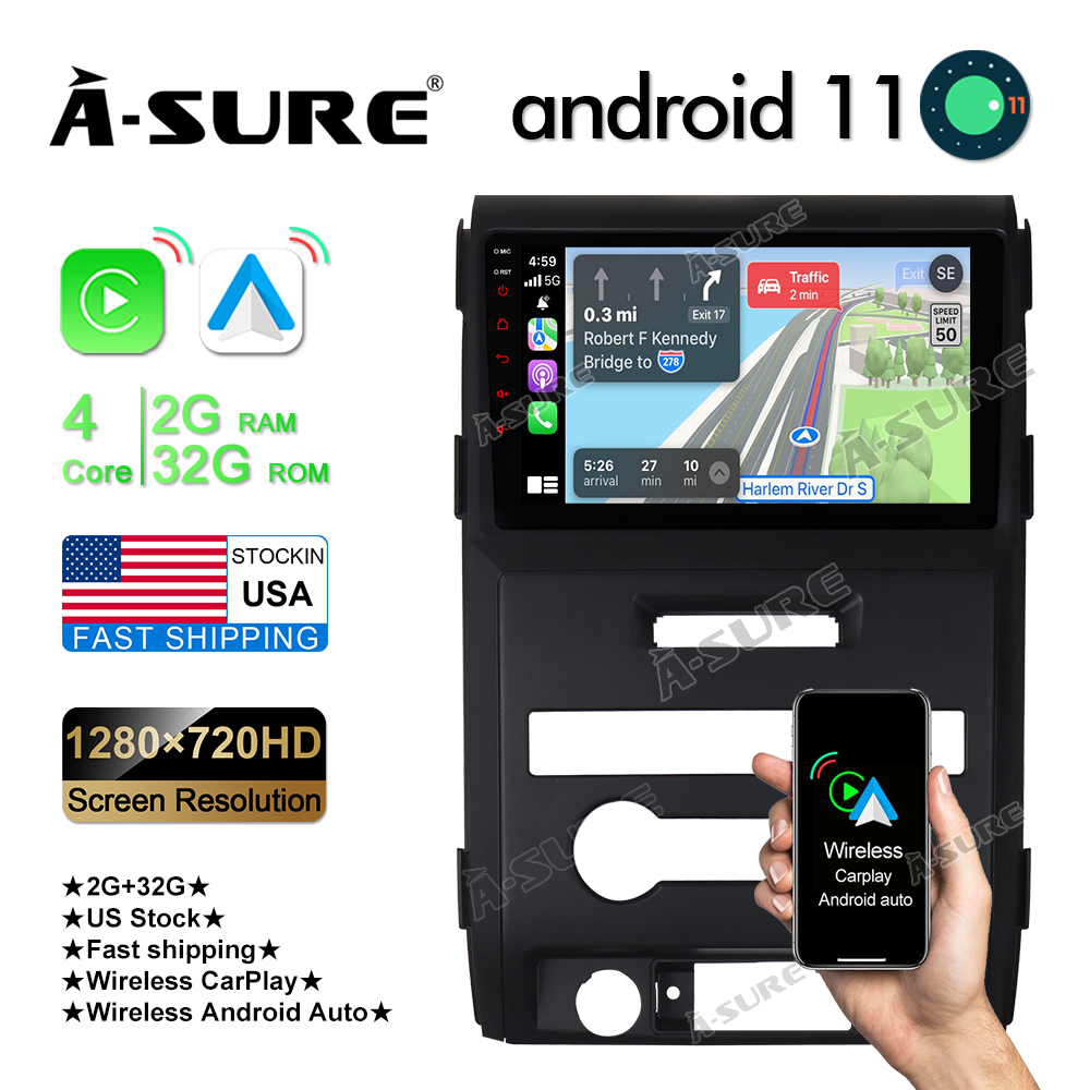 9" 2GB RAM+32GB ROM GPS Navi Car Radio for Ford F-150 2009-2012 Support Wireless Carplay Android Auto USB Wifi