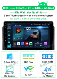Für BMW E46 3er 316 318 320 8-Kern 4+64GB Android 13 Autoradio CarPlay GPS DSP RDS WIFI BT 4G LTE