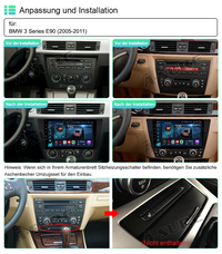 4+64GB Android 13 CarPlay GPS Autoradio für BMW E90 E91 E92 3er 8-Kern 4G-LTE WIFI BT DSP USB