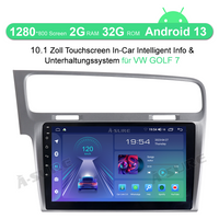 10.1" Android 13 Kabellos CarPlay 2+32GB Autoradio für VW Golf 7 Golf Vll WIFI Bluetooth GPS DAB+ RDS DSP USB FM