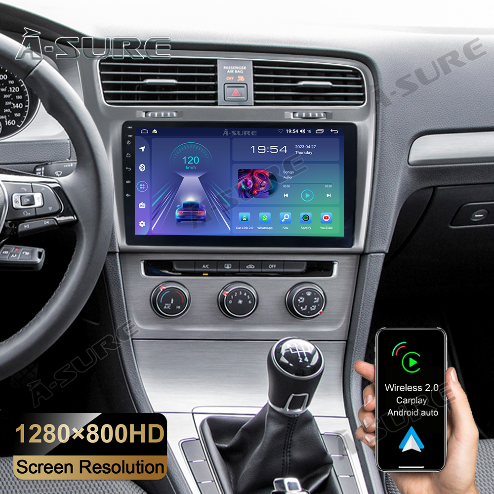 10.1" Android 13 Kabellos CarPlay 2+32GB Autoradio für VW Golf 7 Golf Vll WIFI Bluetooth GPS DAB+ RDS DSP USB FM