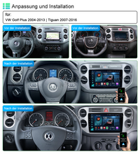 8 Kerne 4+64GB Android 14 CarPlay GPS Autoradio Für VW Tiguan 5N Golf Plus Unterstützung 4G LTE Bluetooth WiFi DAB+ USB DSP FM RDS Rückfahrkamera Lenkradsteuerung