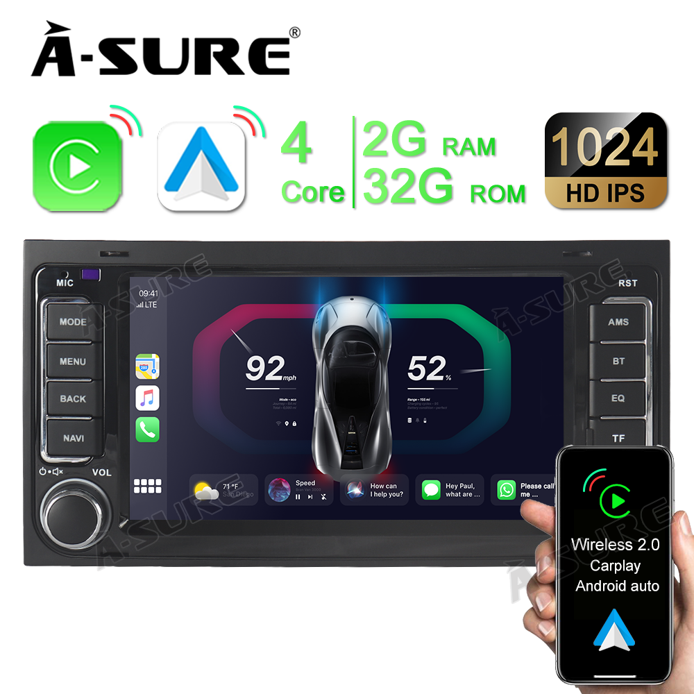 Android 12 Navi DAB GPS BT 32GB Autoradio für VW T5 Transporter Multivan Touareg