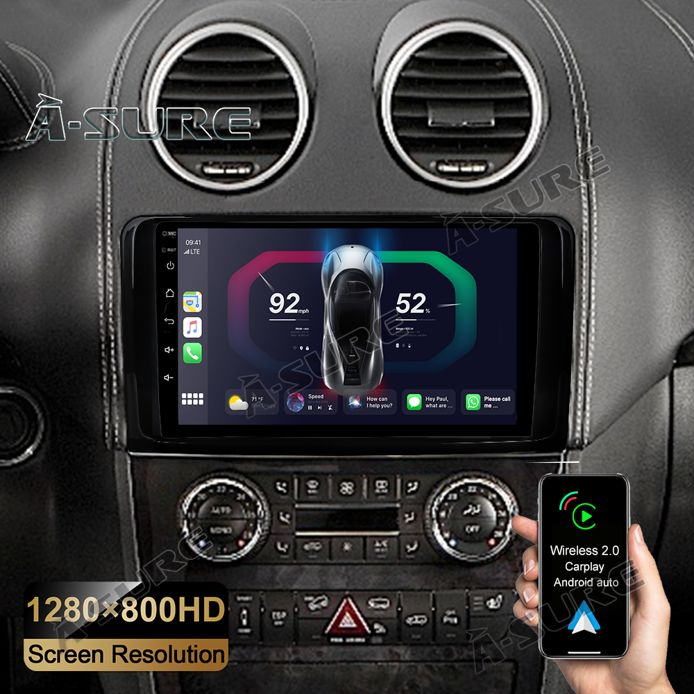 Android 12 Autoradio Carplay Android Auto Navi für Mercedes-Benz M/ML-Class W164