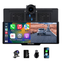 9,26 Zoll Auto Display mit Drahtlosem CarPlay & Android Auto – 4K Dashcam, 1080P Rückfahrkamera, Touchscreen – Tragbares CarPlay Bildschirm für Auto, SUV, LKW, 64GB TF Karte