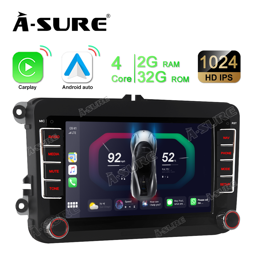 2 DIN Autoradio Android 12 GPS Navi f r VW GOLF 5 6 plus Passat Touran Polo