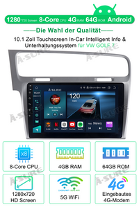 4+64GB Android 13 Autoradio Octa-Core Navi für VW Golf 7 Golf yl Silber 4G LTE WIFI ChatGPT DSP