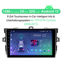 Android 12 Autoradio 2+32GB GPS Navi CarPlay DSP Für Toyota Corolla 2006-2012 