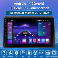 10,1 Zoll 2+64GB Android 14 Autoradio für Renault Master 2019–2023, Opel Movano B 2019–2021, Nissan NV400 2019–2023, kabelloses CarPlay Android Auto GPS-Navigation Bluetooth Wi-Fi DSP FM RDS 1280x800 Touchscreen
