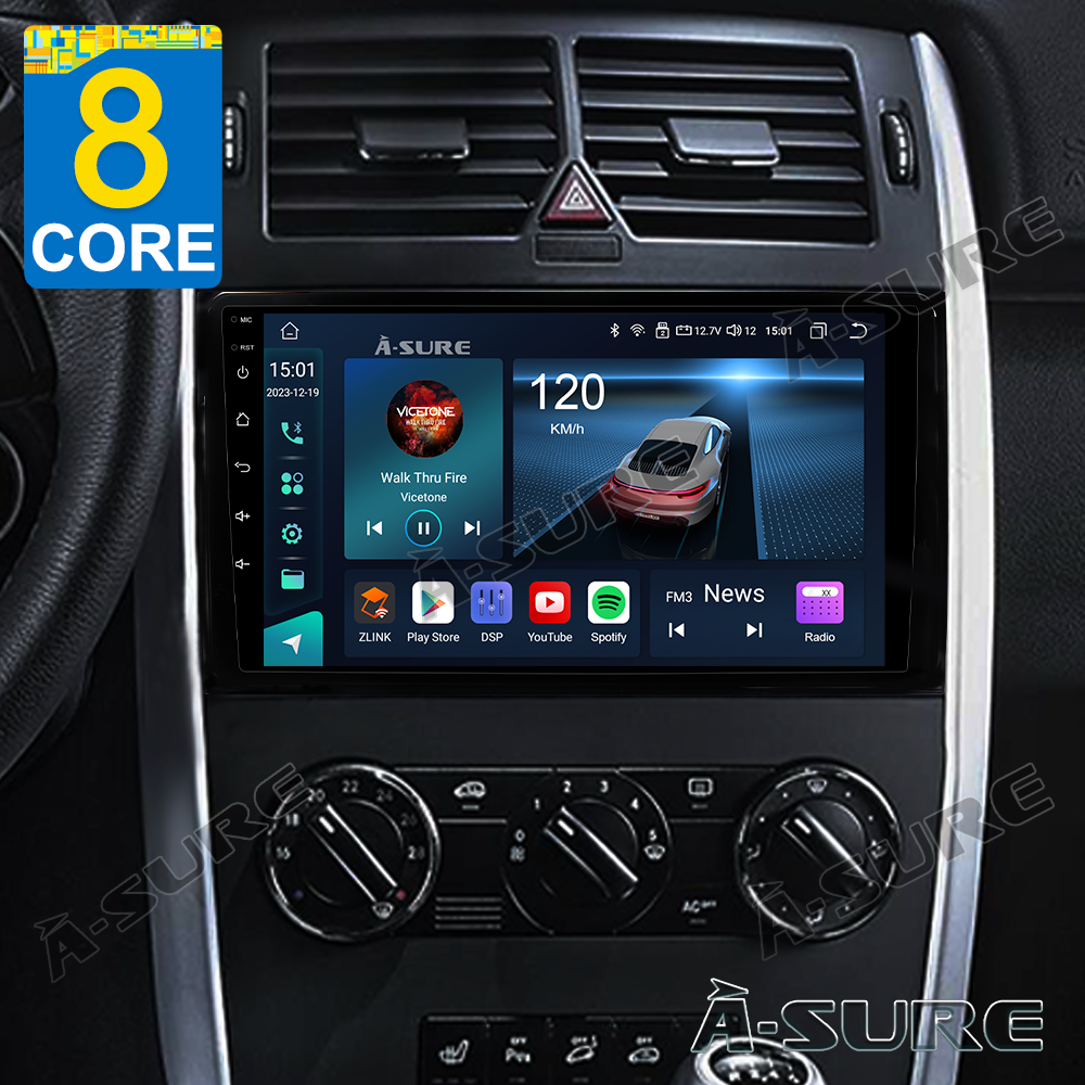 9 Zoll 4+64GB 8-Kern Android 14 Autoradio für Mercedes-Benz A/B-Klasse Viano/Vito/Sprinter W169/639/245, 1280HD IPS Touchscreen kabelloses CarPlay Android Auto 4G LTE GPS-Navigation Bluetooth 5.0 Wi-Fi DSP RDS USB Rückfahrkamera