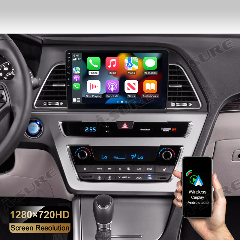 ASURE 9'' Apple CarPlay Android Auto 2+32G Android 11 Autoradio-Haupteinheit für Hyundai Sonata MK7 2015-2017