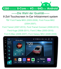 Android 13 4+64GB Für Ford Transit Focus Kuga Fusion Autoradio GPS Navi Carplay WIFI BT DSP ChatGPT