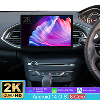 13,1" 8-Kern 4+64GB Android 14 Autoradio für Peugeot 308 ii T9 2013-2021, 2K IPS Touchscreen kabelloses CarPlay Android Auto Rückfahrkamera GPS-Navigation Bluetooth 5.1 Wi-Fi DSP FM RDS 4G LTE