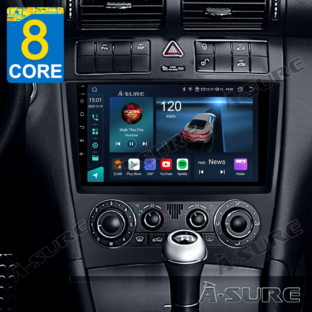 9" Android 13 Autoradio 4+64GB 8-Kern Navi für Mercedes Benz C/CLC Klasse W203 2004-2007 CarPlay ChatGPT WIFI 4G GPS