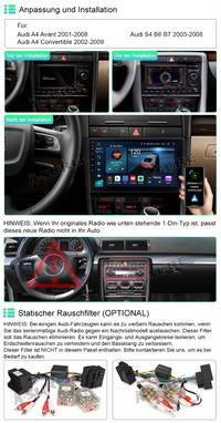 4+64GB Android 13 Autoradio CarPlay GPS Navi für Audi A4 S4 RS4 B6 B7 BOSE WIFI BT DSP ChatGPT
