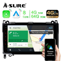 9" Carplay Android 10 GPS Navi 64GB Radio Mercedes Benz A/B Klasse W169 Vito W245