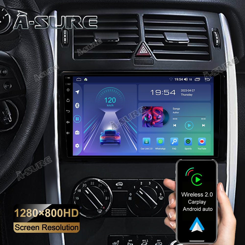 9'' Apple Carplay 2+32G Autoradio Für Mercedes-Benz A/B Klasse W169 W639  W245 GPS Navi Android 12