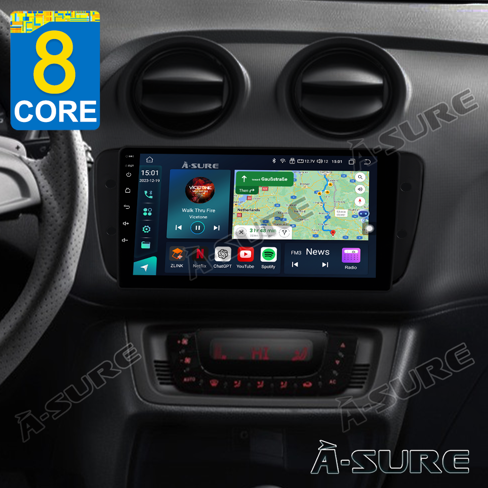 9" Android 13 GPS Navi 8-Kern 4+64GB Autoradio CarPlay Für Seat Ibiza 6j 2009-2013 4G WIFI BT DSP ChatGPT