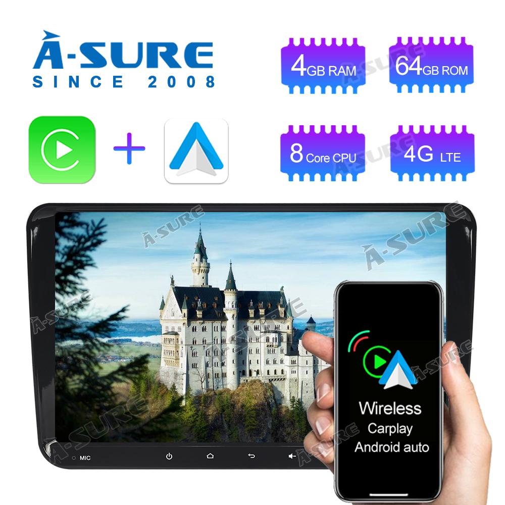 A-Sure 9" IPS Android 11 Octa Core 4+64G Autoradio für VW PASSAT CC GOLF PLUS Tiguan GPS Navi