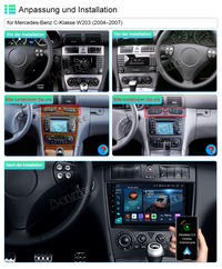9" Android 13 Autoradio 4+64GB 8-Kern Navi für Mercedes Benz C/CLC Klasse W203 2004-2007 CarPlay ChatGPT WIFI 4G GPS