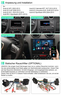 4+64GB Android 13 Autoradio Carplay 8-Core für AUDI A3 S3 RS3 8P 8V Bose GPS Navi WiFi BT DSP ChatGPT