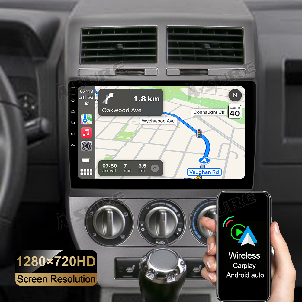 ASURE 10.1" Apple Carplay Android 10 Car Stereo Radio 2+32G Head Unit DSP BT for Jeep Compass 2007 2008