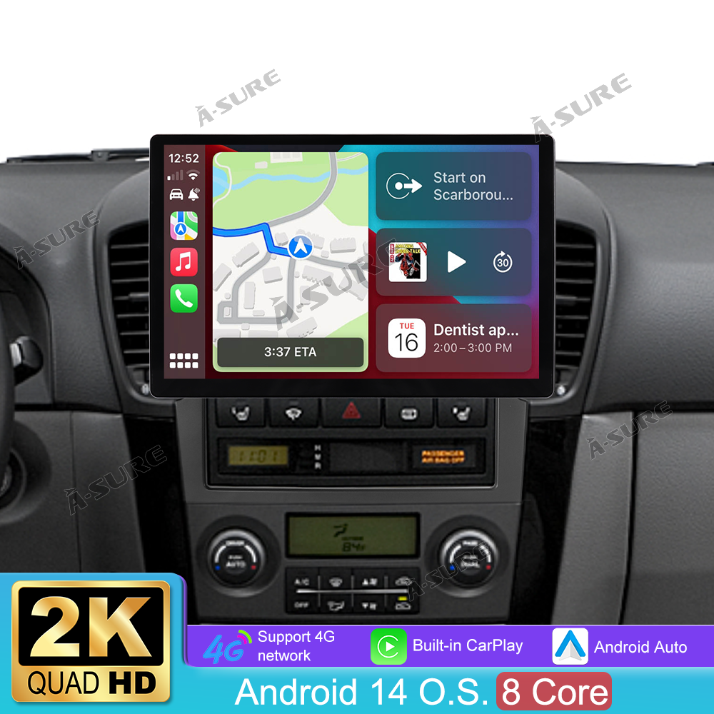 13,1 Zoll 8-Kern 4+64GB Android 14 Autoradio für Kia Sorento MK1 2007-2008, 2K IPS Touchscreen kabelloses CarPlay Android Auto GPS-Navigation Bluetooth 5.1 Wi-Fi DSP FM RDS 4G LTE