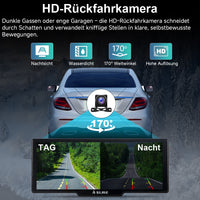 9,26 Zoll Auto Display mit Drahtlosem CarPlay & Android Auto – 4K Dashcam, 1080P Rückfahrkamera, Touchscreen – Tragbares CarPlay Bildschirm für Auto, SUV, LKW, 64GB TF Karte