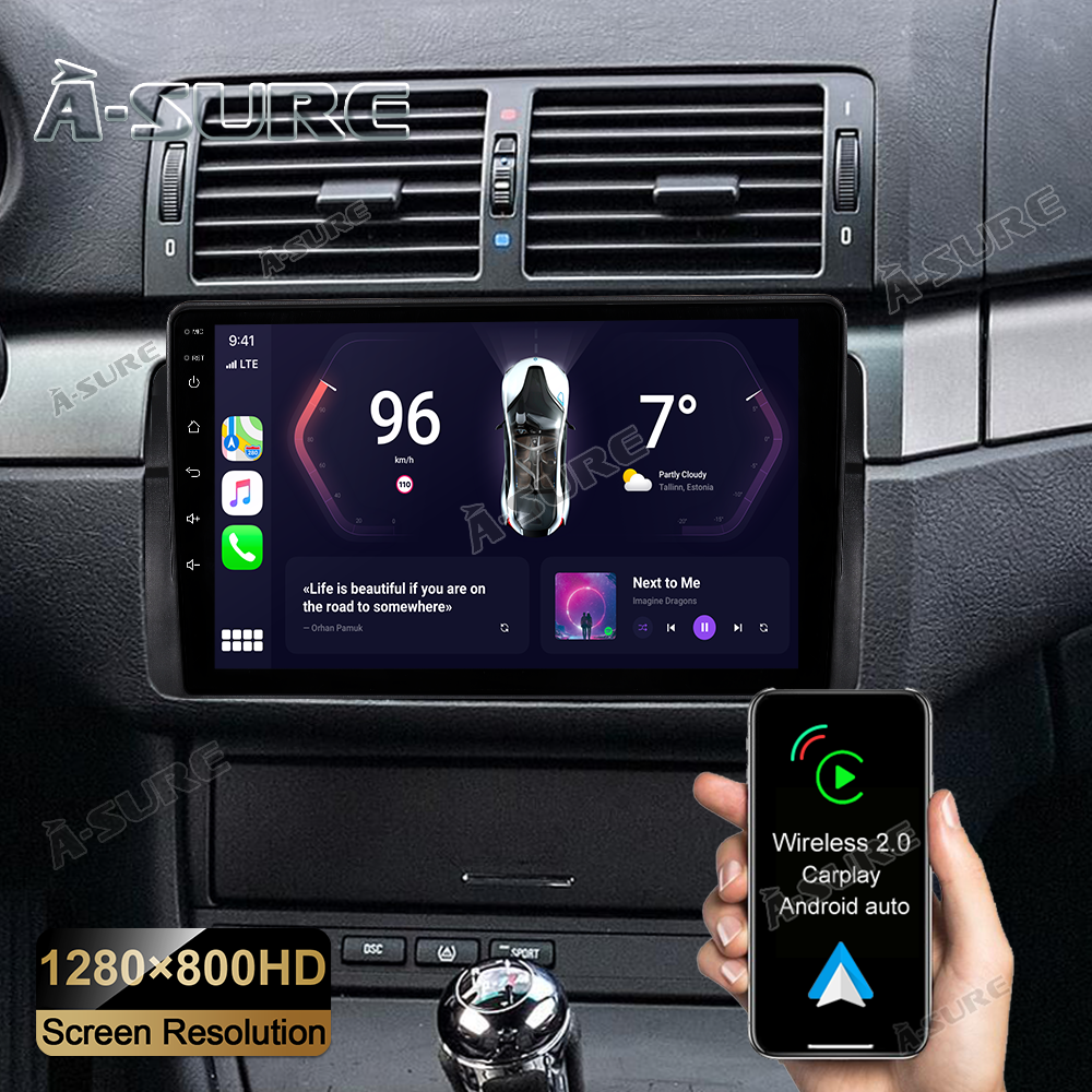 9" Wireless Carplay 32GB Android 12 Navi Autoradio GPS Für BMW 3er E46 318 