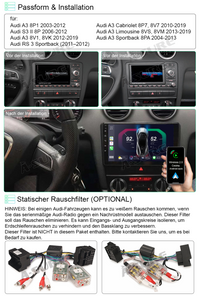 9" Android 12 Autoradio Navi Wireless Carplay 1280*720 2G+32G DSP für AUDI A3 S3
